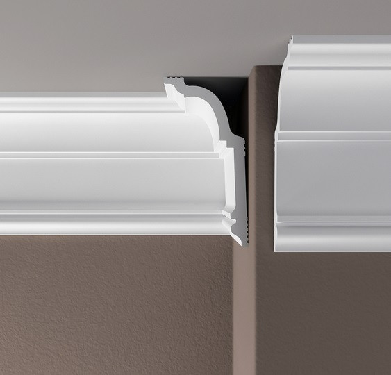 Потолочный плинтус 120х60 мм Де-Багет XPS POLYMER ПП 09 белый полистирол 200 см