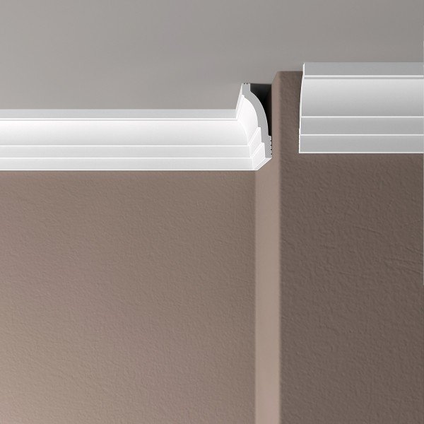 Декоративный потолочный плинтус 50х20 мм Де-Багет XPS Polymer ПП 11 белый из ударопрочного полимера 2м