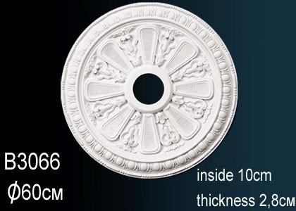 Декоративная потолочная розетка Перфект B3066 602 мм белая из полиуретана