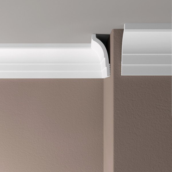 Декоративный потолочный плинтус 70х30 мм Де-Багет XPS Polymer ПП 12 белый из ударопрочного полимера 2м