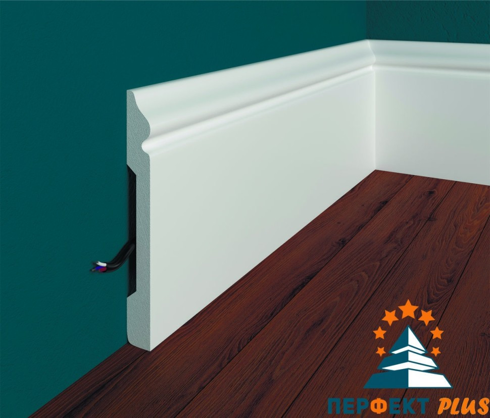 Заказать Напольный плинтус Перфект Плюс P14 118 мм 200 см белый из ударопрочного полимера 