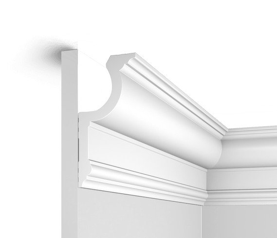 Потолочный плинтус с подсветкой HiWood A155 белый фитополимер 67х140х2000 мм