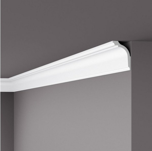 Декоративный потолочный плинтус NMC Nomastyl GL 85х60 мм 200 см белого цвета