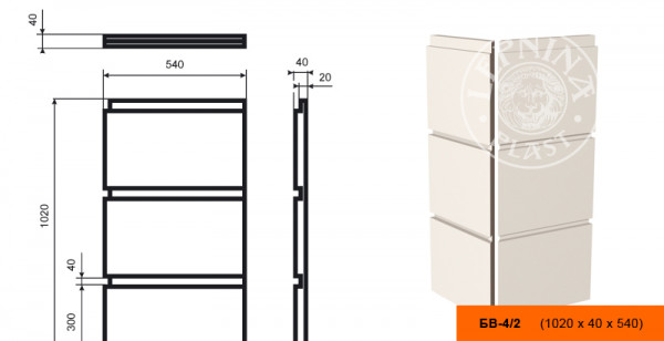 Боссаж LepninaPlast БВ-4/2 1020х40х540 мм из полистирола с покрытием белый