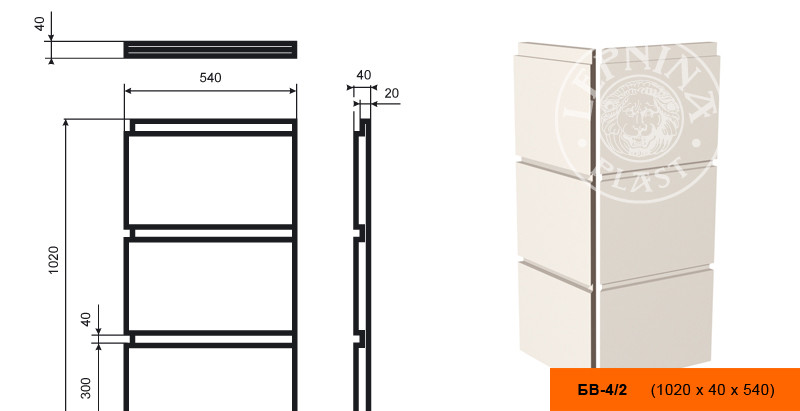 Заказать Боссаж LepninaPlast БВ-4/2 1020х40х540 мм из полистирола с покрытием белый 