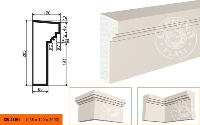 Заказать Потолочный плинтус LepninaPlast КВ-285/1 285х120х2000 мм из полистирола с покрытием белый 