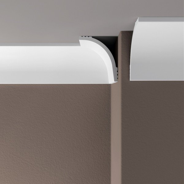 Декоративный потолочный плинтус 70х60 мм Де-Багет XPS Polymer ПП 17 белый из ударопрочного полимера 2м