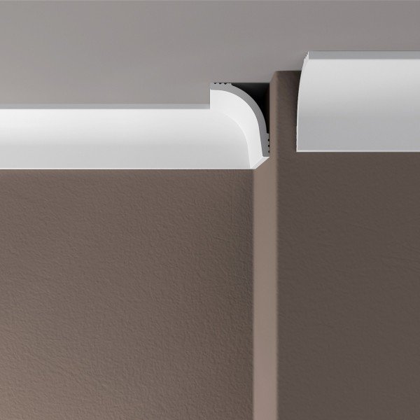 Декоративный потолочный плинтус 50х40 мм Де-Багет XPS Polymer ПП 18 белый из ударопрочного полимера 2м