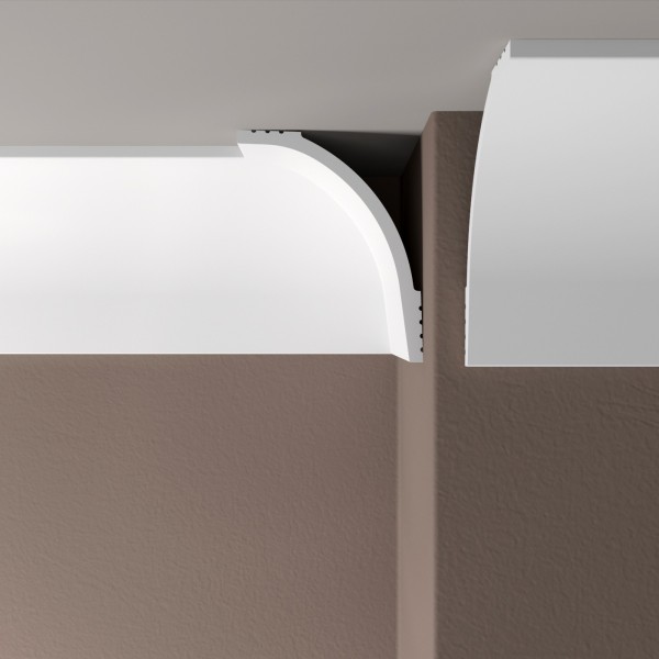 Декоративный потолочный плинтус 100х80 мм Де-Багет XPS Polymer ПП 19 белый из ударопрочного полимера 2м