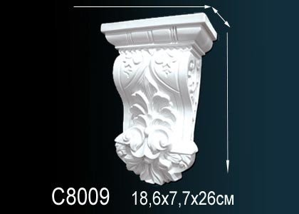 Декоративная консоль Перфект C8009 260х182х76 мм белая из полиуретана