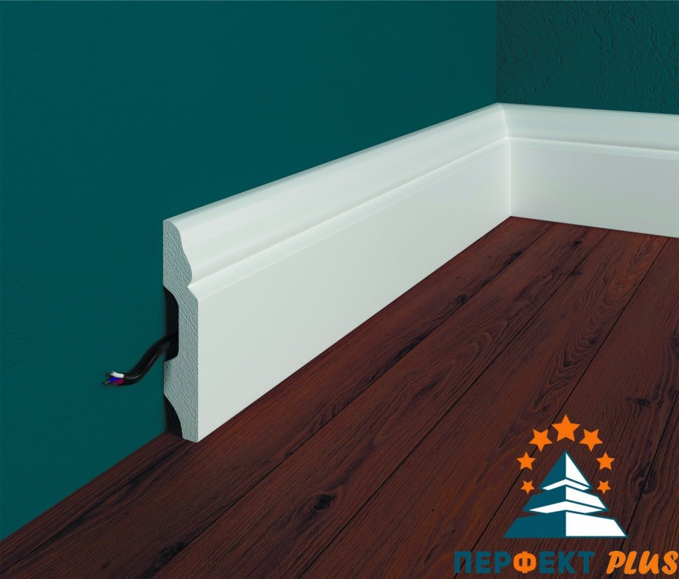 Заказать Напольный плинтус Перфект Плюс P27 59 мм 200 см белый из ударопрочного полимера 