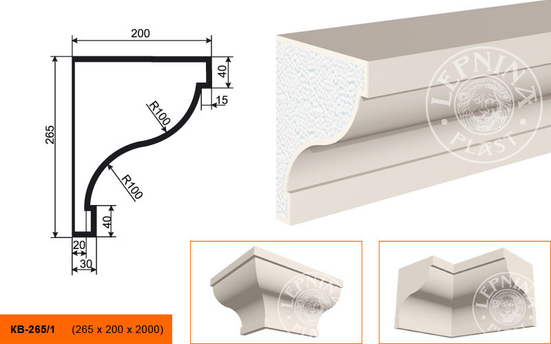 Заказать Потолочный плинтус LepninaPlast КВ-265/1 265х200х2000 мм из полистирола с покрытием белый 