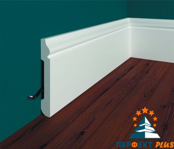 Напольный плинтус Перфект Плюс P29 79 мм 200 см белый из ударопрочного полимера