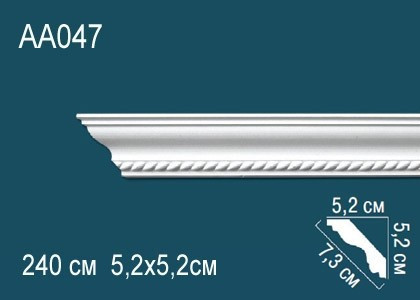 Заказать Потолочный плинтус полиуретановый с орнаментом Перфект AA047 52х73х52 мм 240 см белый 