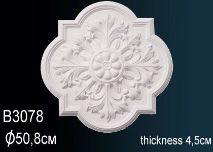Декоративная потолочная розетка Перфект B3078 505 мм белая из полиуретана