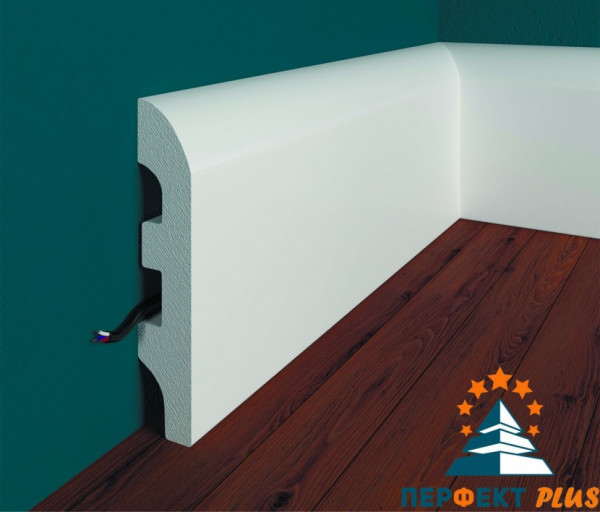 Напольный плинтус Перфект Плюс P41 99 мм 200 см белый из ударопрочного полимера