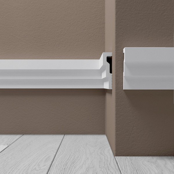 Декоративный молдинг 60х15 мм Де-Багет XPS Polymer М 6 белый из ударопрочного полимера 2м