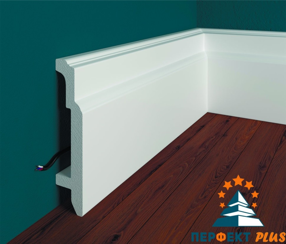 Заказать Напольный плинтус Перфект Плюс P45 106 мм 200 см белый из ударопрочного полимера 
