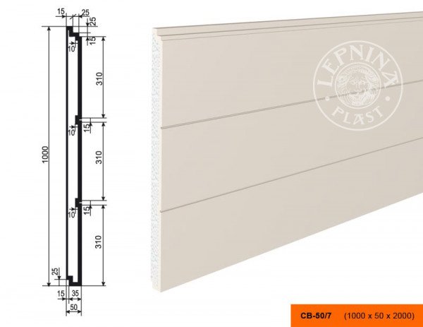 Декоративная стеновая панель 3D LepninaPlast СВ-50/7 1000х50х2000 мм из полистирола с покрытием белая