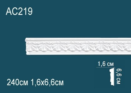 Декоративый молдинг с орнаментом Перфект AC219 66х16 мм 240 см белый из полиуретана