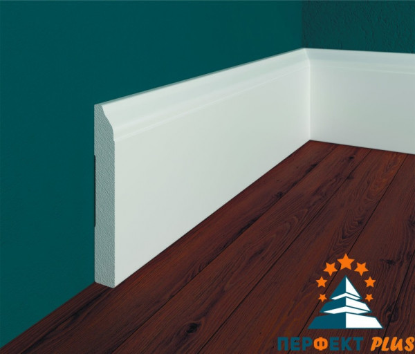 Напольный плинтус Перфект Плюс P47 82 мм 200 см белый из ударопрочного полимера