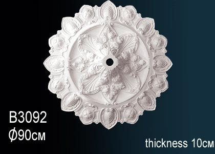 Декоративная потолочная розетка Перфект B3092 903 мм белая из полиуретана