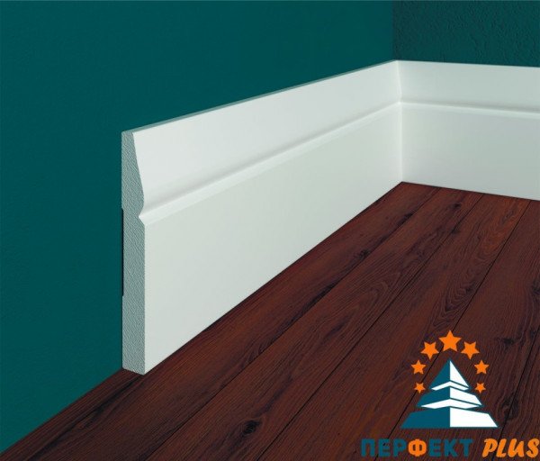Напольный плинтус Перфект Плюс P48 82 мм 200 см белый из ударопрочного полимера