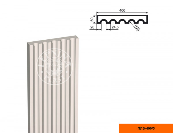 Пилястра составная (тело) LepninaPlast ПЛВ-400/5 2000х60х400 мм из полистирола с покрытием белая
