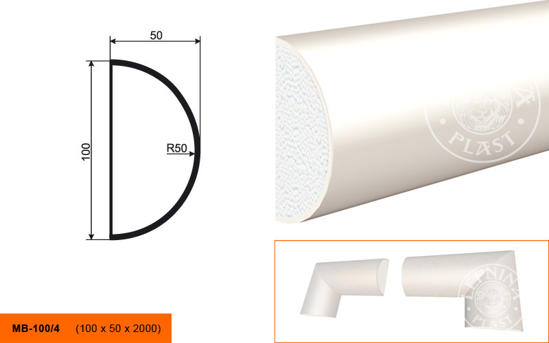 Заказать Молдинг LepninaPlast МВ-100/4 100х50х2000 мм из полистирола с покрытием белый 
