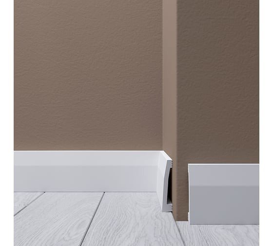 Декоративный плинтус напольный 60х12 мм Де-Багет XPS Polymer Н 10 белый из ударопрочного полимера 2м