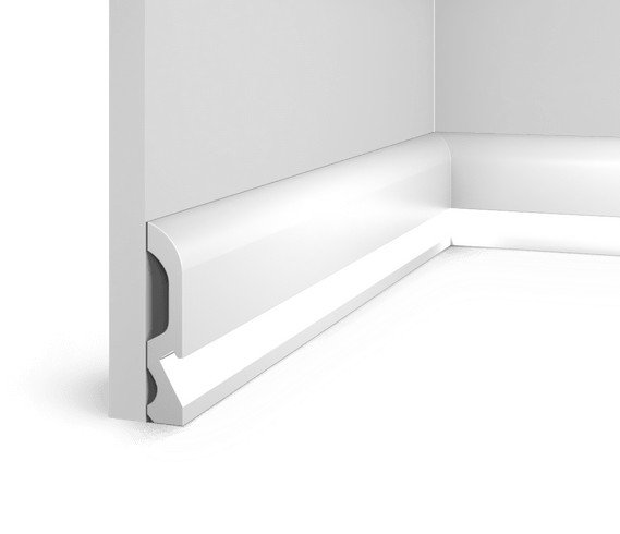 Напольный плинтус с подсветкой HiWood LB98 белый фитополимер 19.5х98х2000 мм