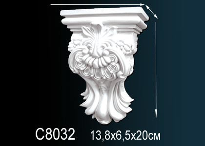 Декоративная консоль Перфект C8032 201х138х71 мм белая из полиуретана