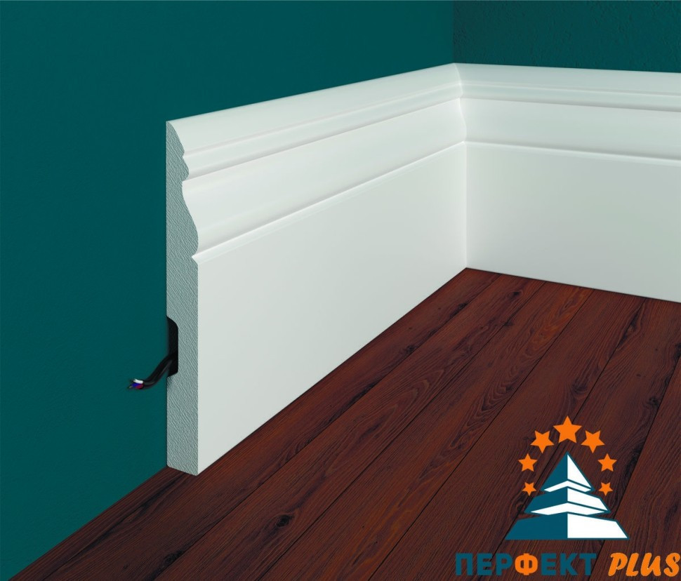 Заказать Напольный плинтус Перфект Плюс P50 126 мм 200 см белый из ударопрочного полимера 
