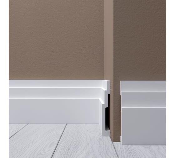 Заказать Декоративный плинтус напольный 100х15 мм Де-Багет XPS Polymer Н 11 белый из ударопрочного полимера 2м 