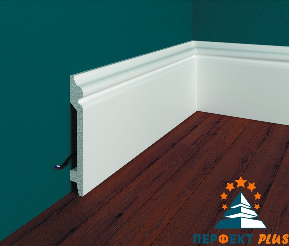 Заказать Напольный плинтус Перфект Плюс P56 100 мм 200 см белый из ударопрочного полимера 