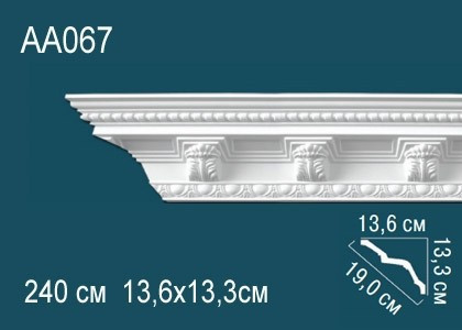 Заказать Потолочный плинтус полиуретановый с орнаментом Перфект AA067 133х190х136 мм 240 см белый 