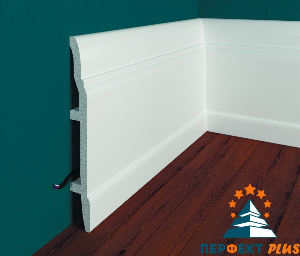 Заказать Напольный плинтус Перфект Плюс P63 150 мм 200 см белый из ударопрочного полимера 