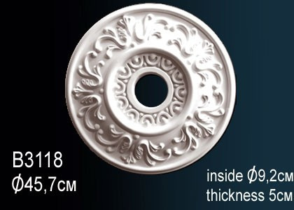 Декоративная потолочная розетка Перфект B3118 458 мм белая из полиуретана