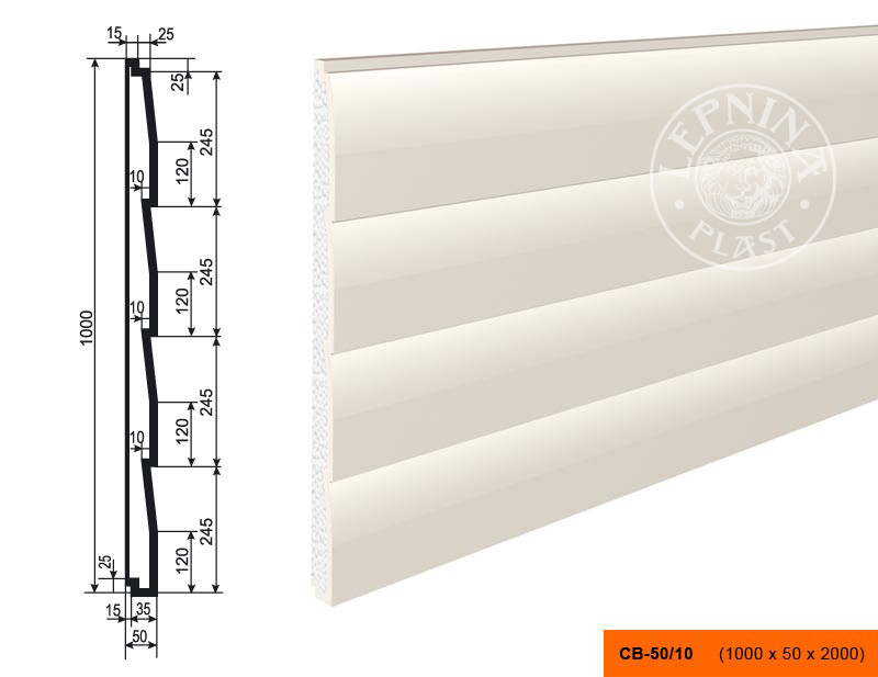 Заказать Декоративная стеновая панель 3D LepninaPlast СВ-50/10 1000х50х2000 мм из полистирола с покрытием белая 