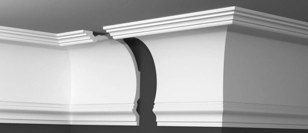 Декоративный потолочный плинтус 200х114 мм Де-Багет Декор ДП 53/290 белый 2м