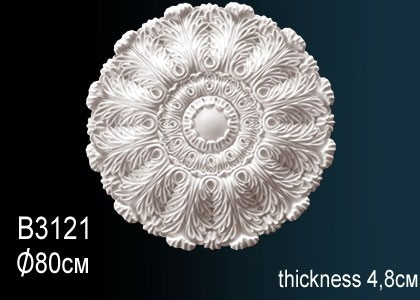 Декоративная потолочная розетка Перфект B3121 800 мм белая из полиуретана
