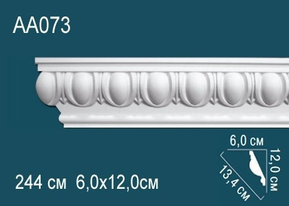 Заказать Потолочный плинтус полиуретановый с орнаментом Перфект AA073 120х134х60 мм 244 см белый 