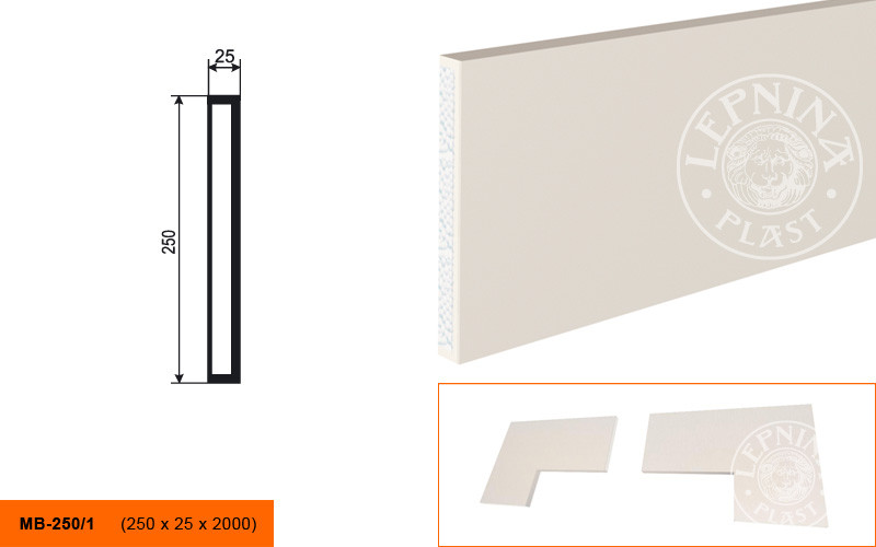 Заказать Молдинг LepninaPlast МВ-250/1 250х25х2000 мм из полистирола с покрытием белый 