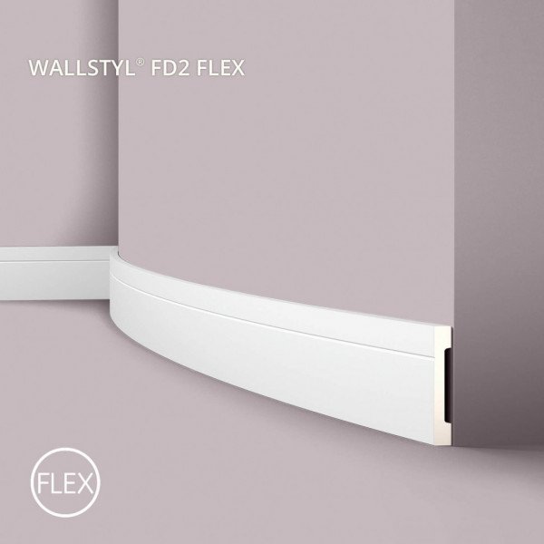 Гибкий напольный плинтус NMC Wallstyl FD2 flex белый 110х15 мм 200 см белый
