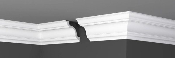 Декоративный потолочный плинтус 90х90 мм Де-Багет XPS П 01 90/90 белый 2м