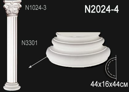 Капитель декоративной полуколонны Перфект N2024-4 160х440х220 мм белая из полиуретана