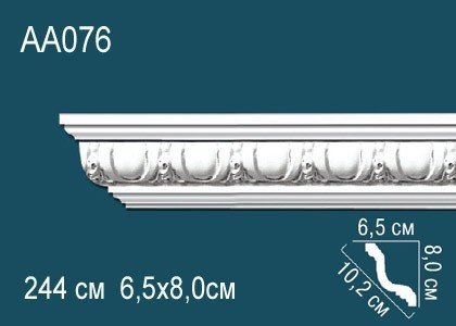 Заказать Потолочный плинтус полиуретановый с орнаментом Перфект AA076 80х102х65 мм 244 см белый 