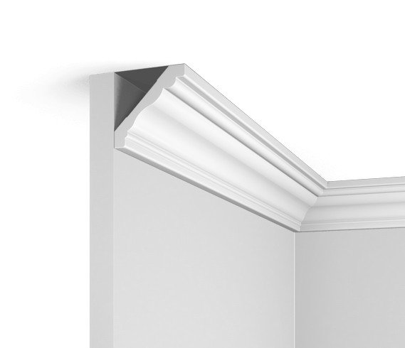 Потолочный плинтус HiWood A1080 белый фитополимер 56.6х56.6х2000 мм