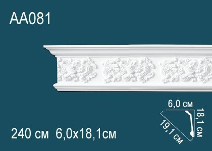 Заказать Потолочный плинтус полиуретановый с орнаментом Перфект AA081 181х191х60 мм 240 см белый 