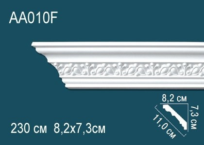 Гибкий потолочный плинтус полиуретановый с орнаментом Перфект AA010F 73х110х82 мм 230 см белый